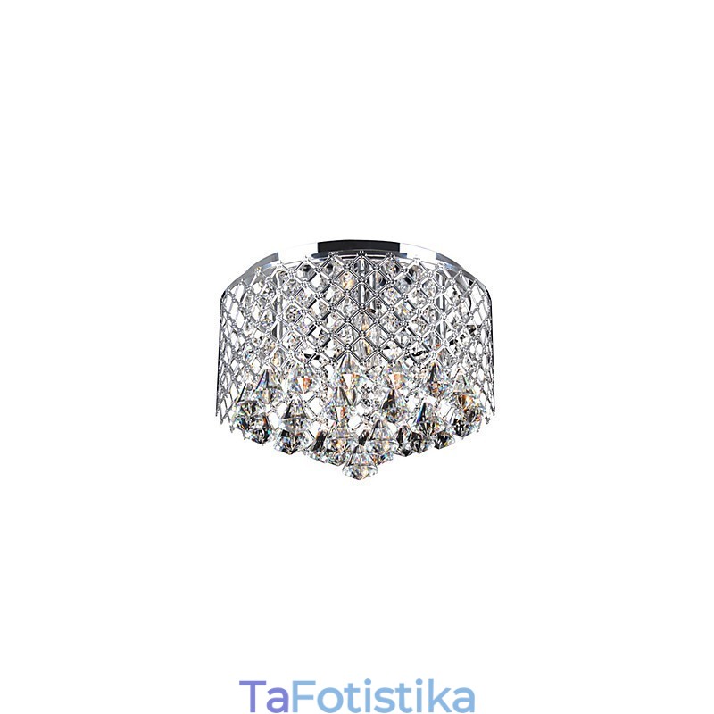 Σύγχρονη βάση Crystal Flush με 4 φώτα και μεταλλική σκιά τυμπάνου