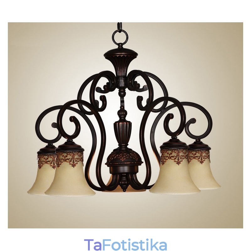 Vintage Country Island Painting Metal Chandelier Flush Mount