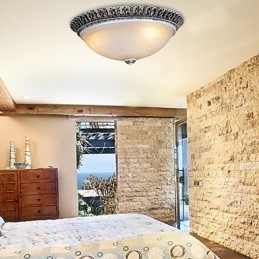 Σκούρο καφέ Flush Mount Ανοιχτό γυάλινο μοτίβο ρητίνης σκάλισμα European Classic