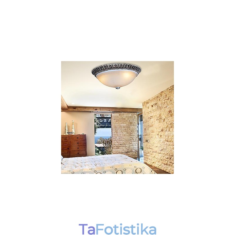 Σκούρο καφέ Flush Mount Ανοιχτό γυάλινο μοτίβο ρητίνης σκάλισμα European Classic