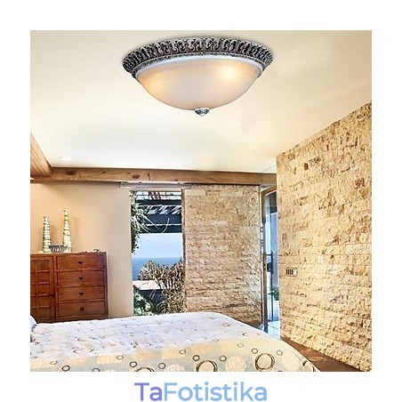 Σκούρο καφέ Flush Mount Ανοιχτό γυάλινο μοτίβο ρητίνης σκάλισμα European Classic Σκούρο καφέ Flush Mount Ανοιχτό γυάλινο μοτίβο ρητίνης σκάλισμα European Classic