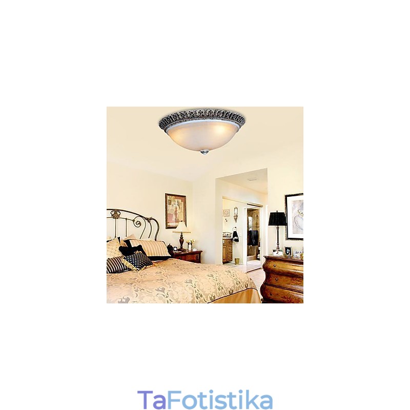 Σκούρο καφέ Flush Mount Ανοιχτό γυάλινο μοτίβο ρητίνης σκάλισμα European Classic