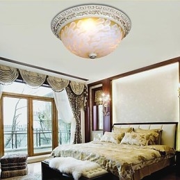White Flush Mount Light μοτίβο γυαλιού ρητίνης Gold Carving European Classic