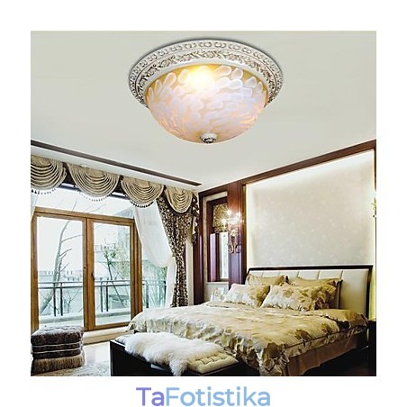 White Flush Mount Light μοτίβο γυαλιού ρητίνης Gold Carving European Classic White Flush Mount Light μοτίβο γυαλιού ρητίνης Gold Carving European Classic