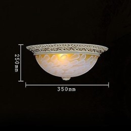 White Flush Mount Light μοτίβο γυαλιού ρητίνης Gold Carving European Classic