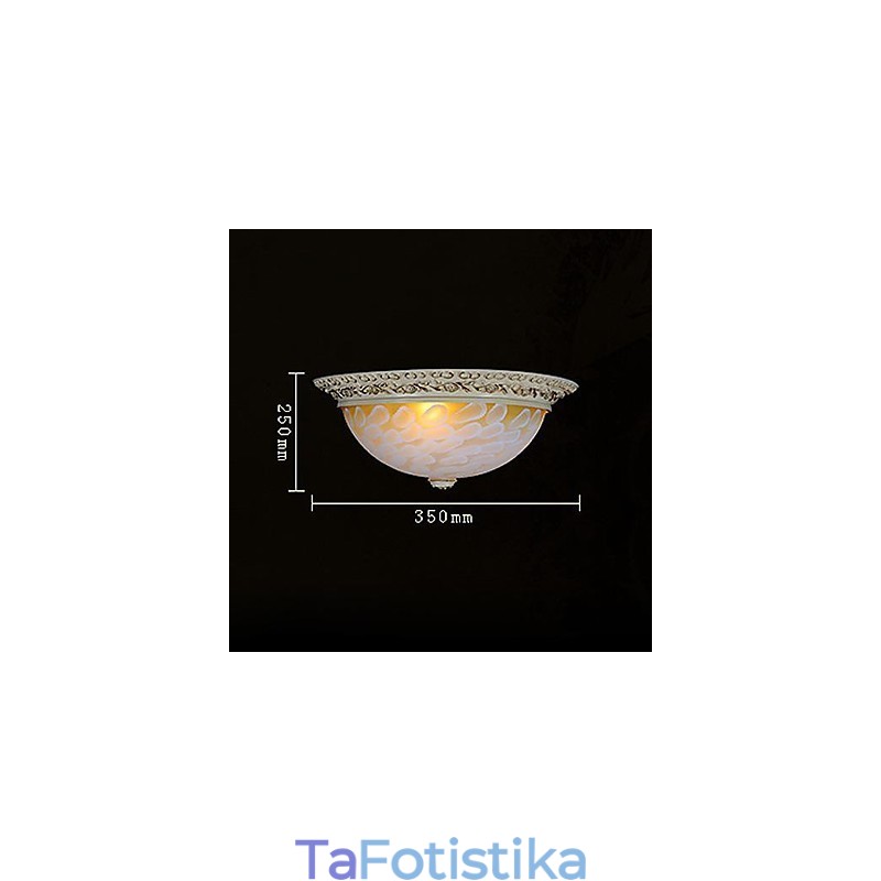White Flush Mount Light μοτίβο γυαλιού ρητίνης Gold Carving European Classic