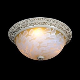 White Flush Mount Light μοτίβο γυαλιού ρητίνης Gold Carving European Classic