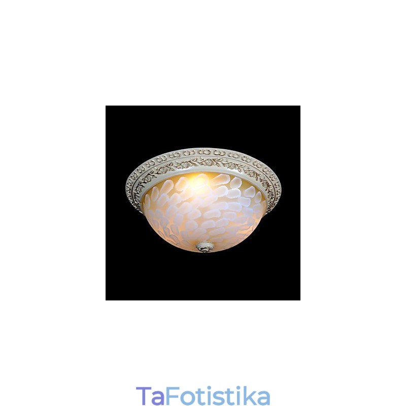White Flush Mount Light μοτίβο γυαλιού ρητίνης Gold Carving European Classic
