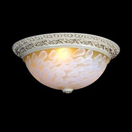 White Flush Mount Light μοτίβο γυαλιού ρητίνης Gold Carving European Classic