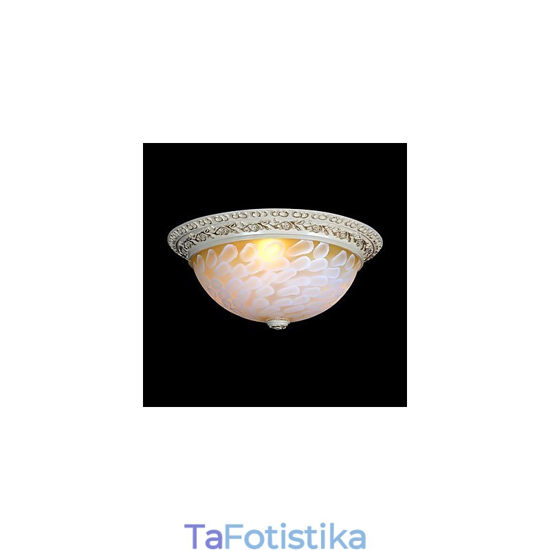 White Flush Mount Light μοτίβο γυαλιού ρητίνης Gold Carving European Classic