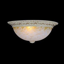 White Flush Mount Light μοτίβο γυαλιού ρητίνης Gold Carving European Classic