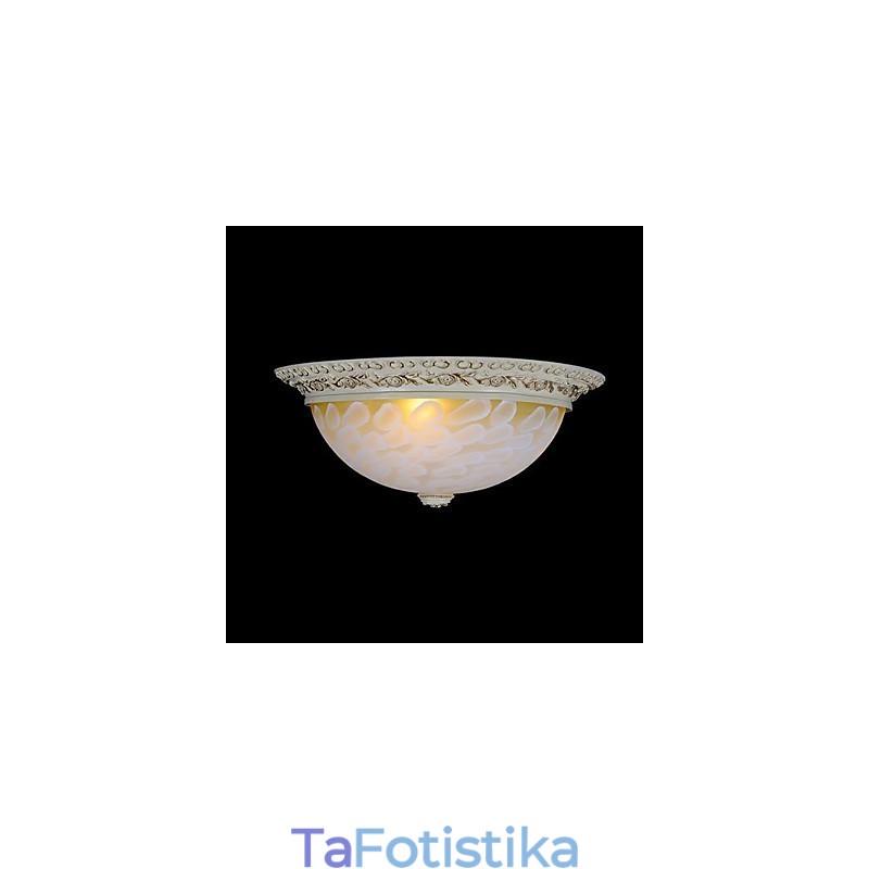 White Flush Mount Light μοτίβο γυαλιού ρητίνης Gold Carving European Classic