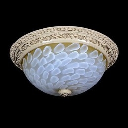 White Flush Mount Light μοτίβο γυαλιού ρητίνης Gold Carving European Classic