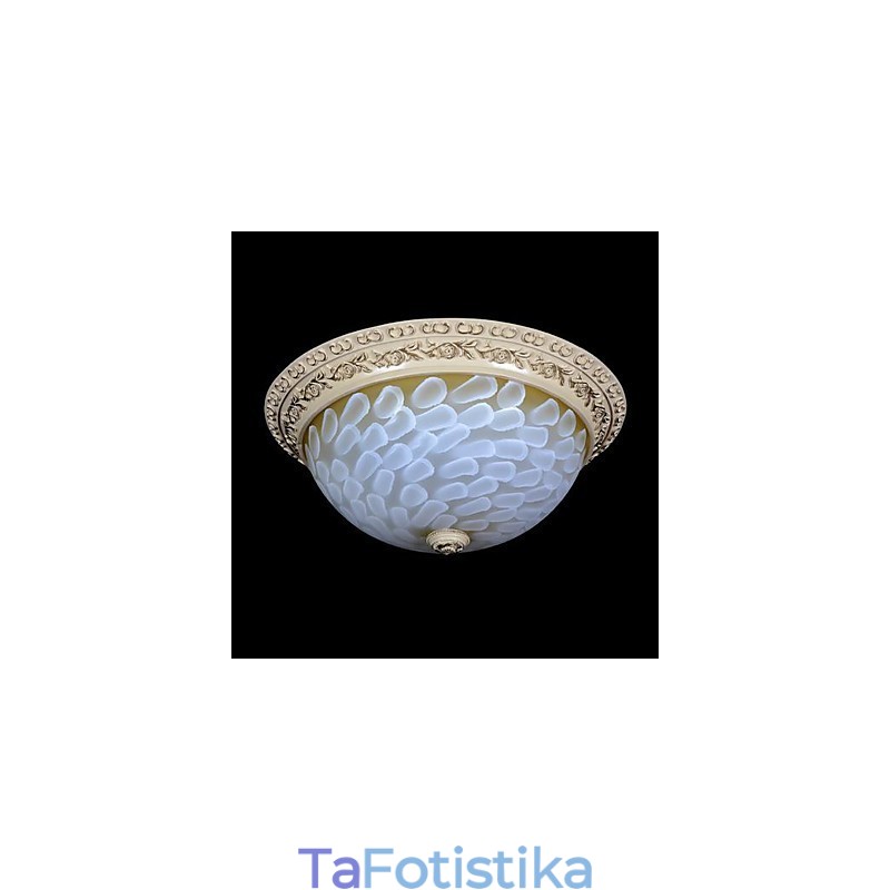 White Flush Mount Light μοτίβο γυαλιού ρητίνης Gold Carving European Classic