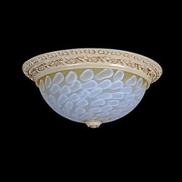 White Flush Mount Light μοτίβο γυαλιού ρητίνης Gold Carving European Classic