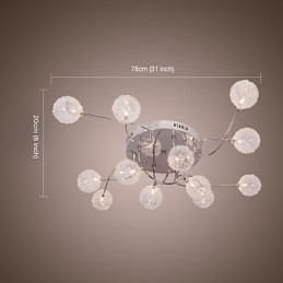 G4 12 light Iron Flush Mount Light με σκιές αλουμινίου