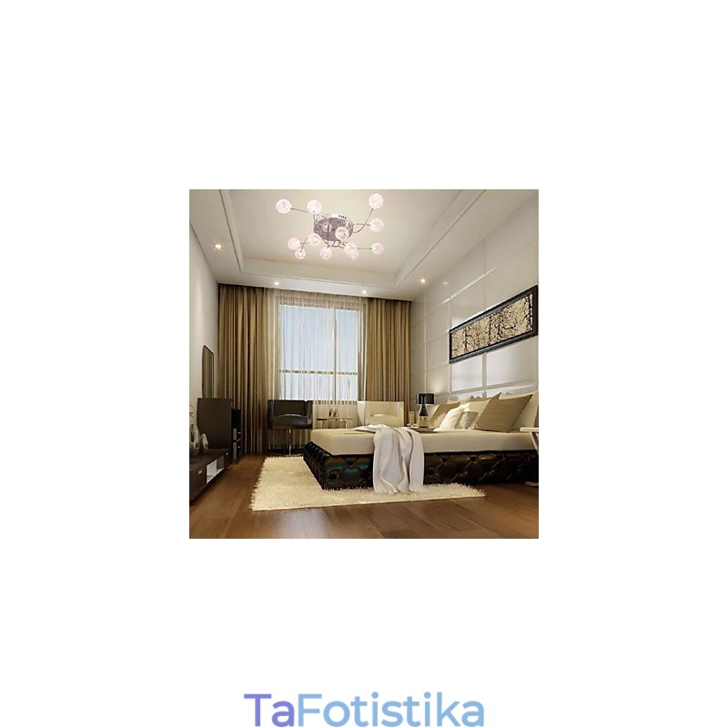 G4 12 light Iron Flush Mount Light με σκιές αλουμινίου