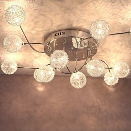 G4 12 light Iron Flush Mount Light με σκιές αλουμινίου