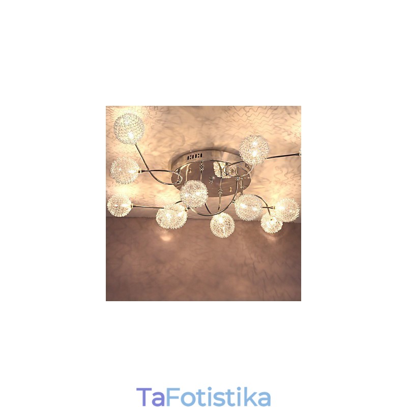 G4 12 light Iron Flush Mount Light με σκιές αλουμινίου