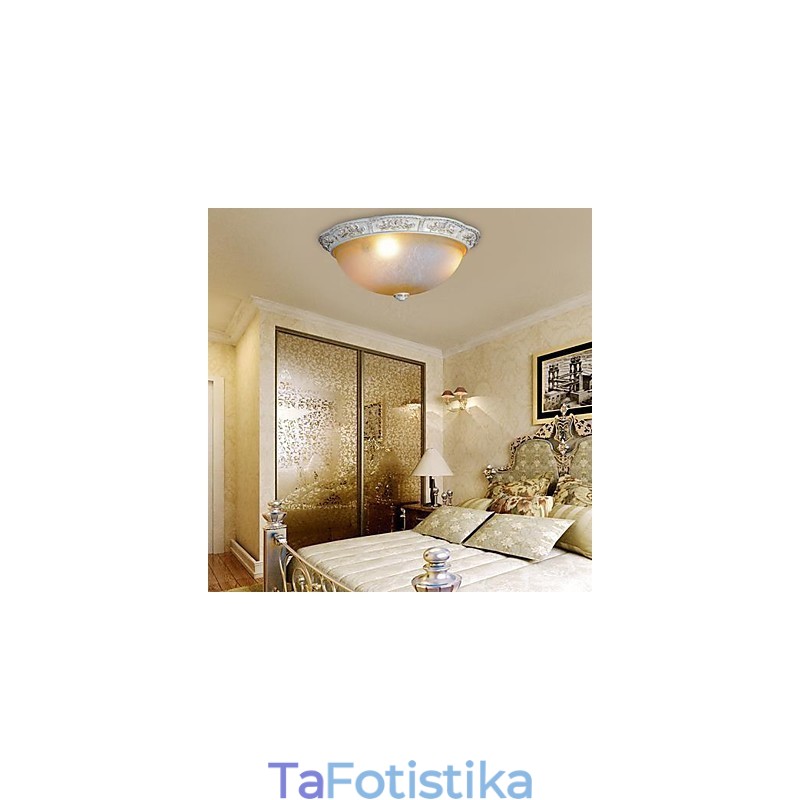 White Flush Mount Ανοιχτό κίτρινο λευκό γυαλί ρητίνης μοτίβο σκάλισμα European Classic