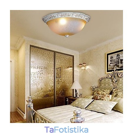 White Flush Mount Ανοιχτό κίτρινο λευκό γυαλί ρητίνης μοτίβο σκάλισμα European Classic White Flush Mount Ανοιχτό κίτρινο λευκό γυαλί ρητίνης μοτίβο σκάλισμα European Classic