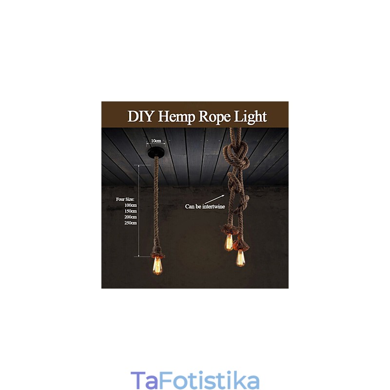 1 Light DIY Art Hemp Rope Light Creative Hemp Rope Droplight