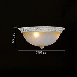 White Flush Mount Ανοιχτό κίτρινο λευκό γυαλί ρητίνης μοτίβο σκάλισμα European Classic