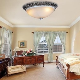 Σκούρο καφέ Flush Mount Ανοιχτό γυάλινο μοτίβο ρητίνης σκάλισμα European Classic
