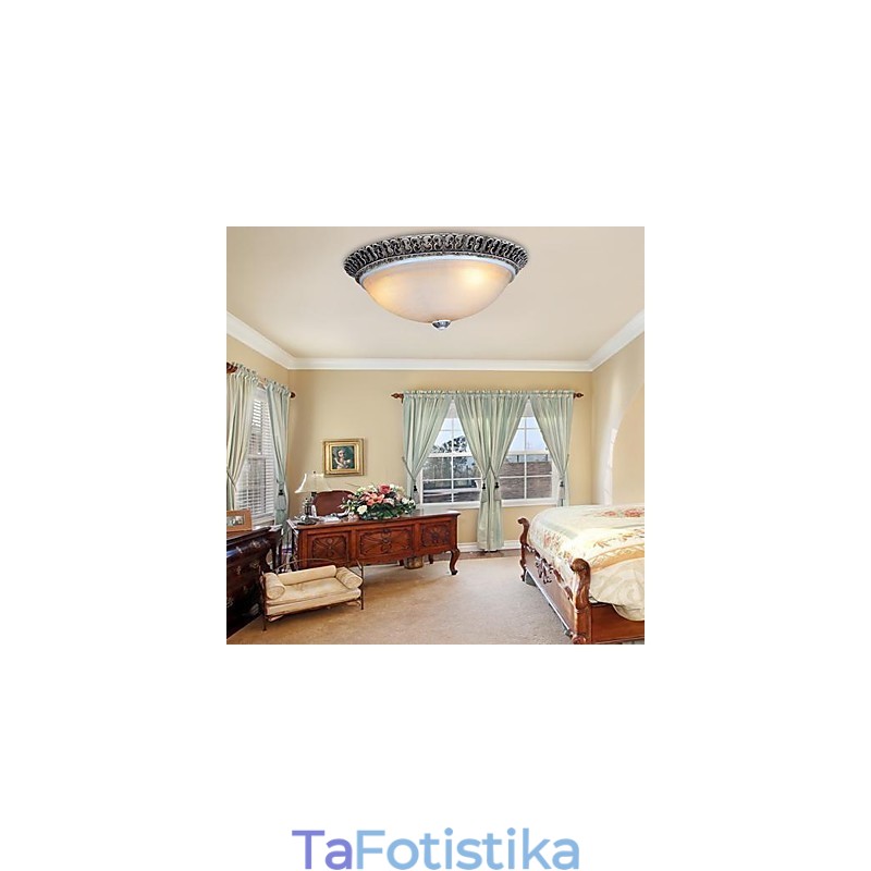 Σκούρο καφέ Flush Mount Ανοιχτό γυάλινο μοτίβο ρητίνης σκάλισμα European Classic