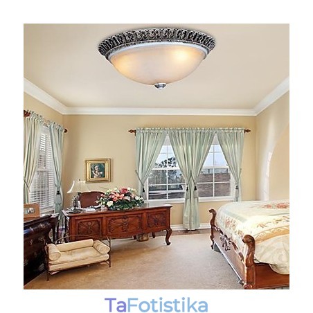 Σκούρο καφέ Flush Mount Ανοιχτό γυάλινο μοτίβο ρητίνης σκάλισμα European Classic Σκούρο καφέ Flush Mount Ανοιχτό γυάλινο μοτίβο ρητίνης σκάλισμα European Classic