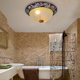 Flush Mount ανοιχτό λευκό κίτρινο γυαλί ασημί σκάλισμα European Classic