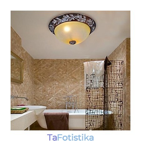Flush Mount ανοιχτό λευκό κίτρινο γυαλί ασημί σκάλισμα European Classic Flush Mount ανοιχτό λευκό κίτρινο γυαλί ασημί σκάλισμα European Classic