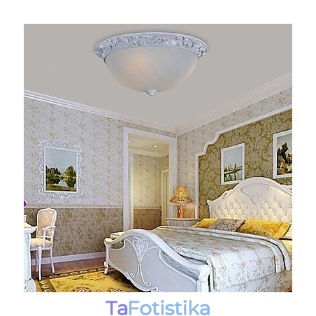 White Flush Mount Light Glass Resin Carving European Classic White Flush Mount Light Glass Resin Carving European Classic
