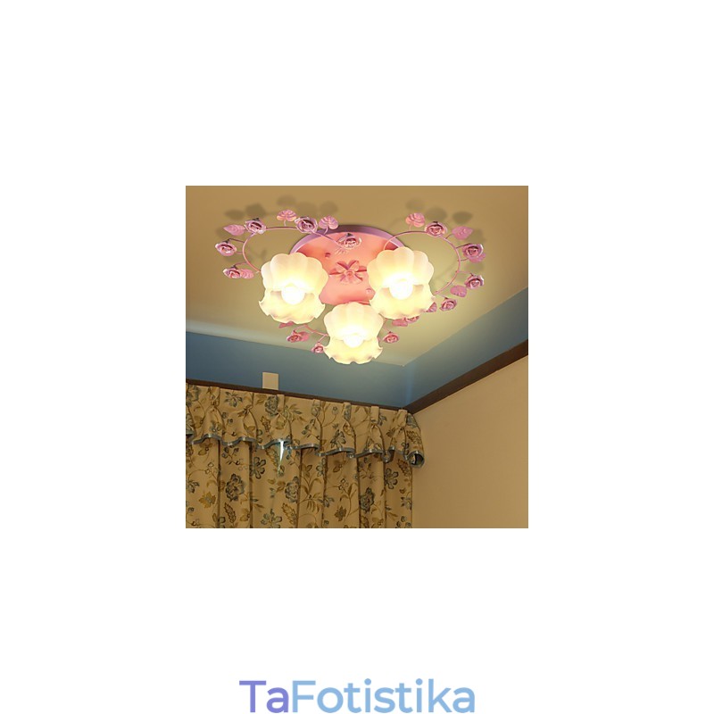 Creative Lamp Lamp Contracted Rural Sweet Pink Rose 3 Absorb Dome Light