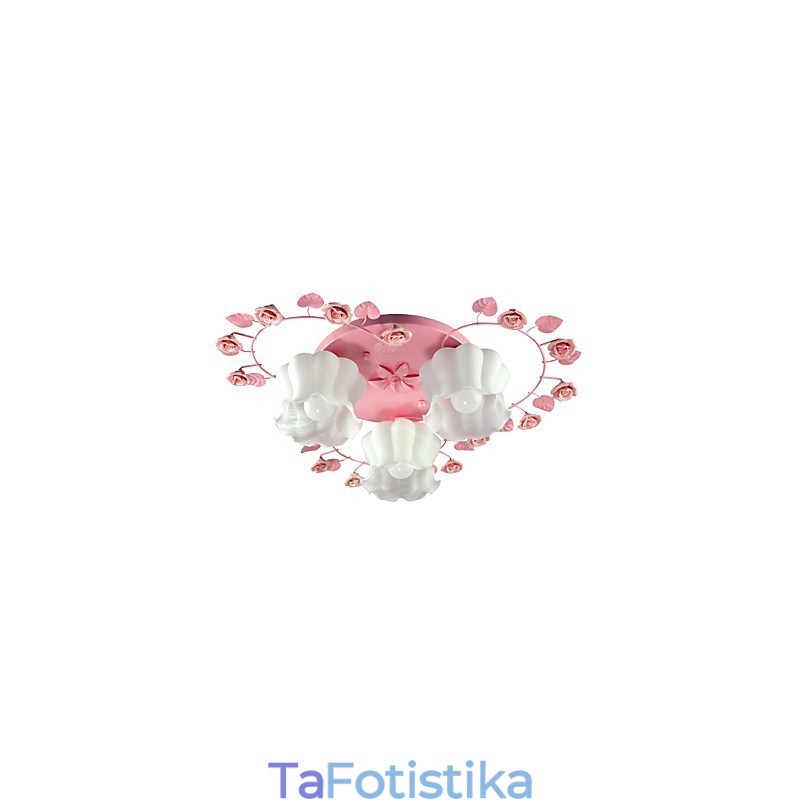 Creative Lamp Lamp Contracted Rural Sweet Pink Rose 3 Absorb Dome Light