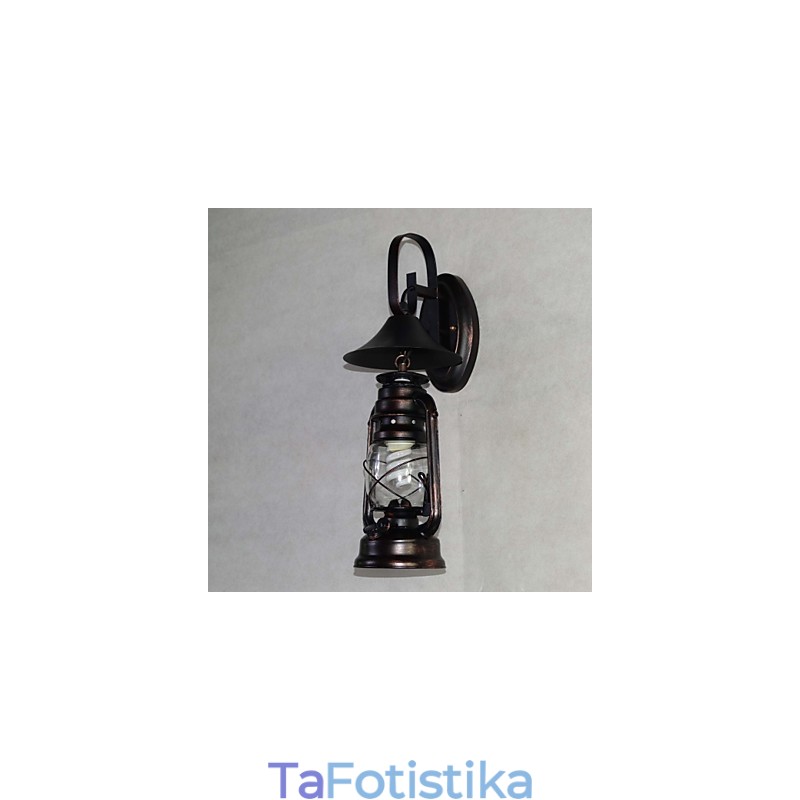 Vintage Μαύρο Μεταλλικό Φανάρι τοίχου με ένα φως