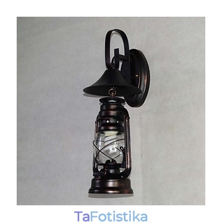 Vintage Μαύρο Μεταλλικό Φανάρι τοίχου με ένα φως Vintage Μαύρο Μεταλλικό Φανάρι τοίχου με ένα φως