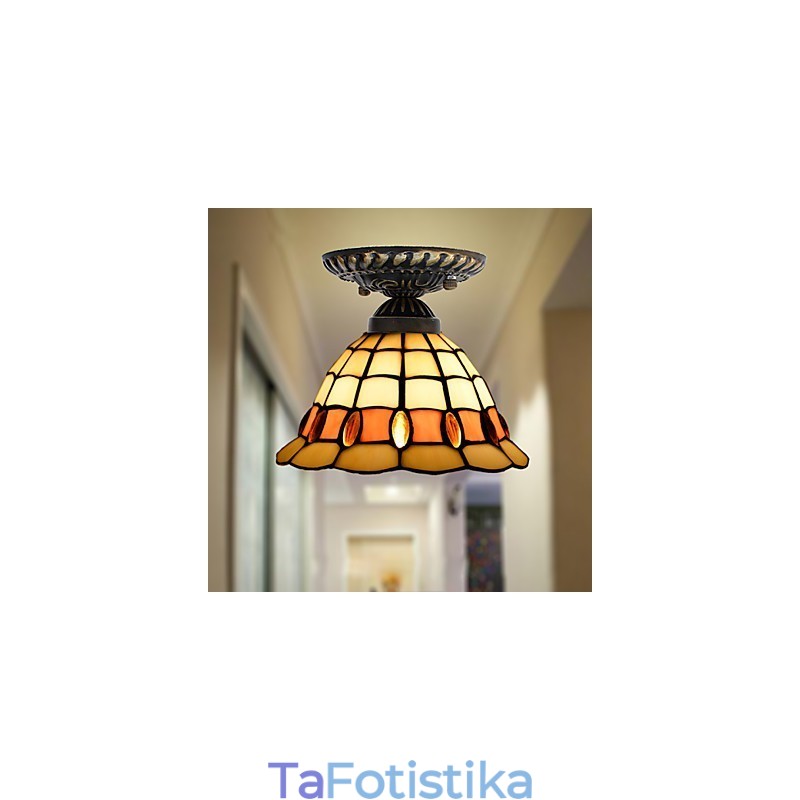 Φως λαμπτήρα θόλου απορρόφησης βιτρό ευρωπαϊκών αγροτικών δημιουργικών τεχνών