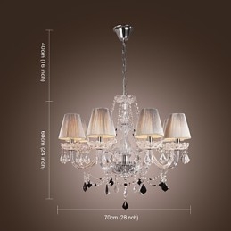 Chandelier Crystal Luxury Modern Living 8 Lights με Υφασμάτινη Απόχρωση