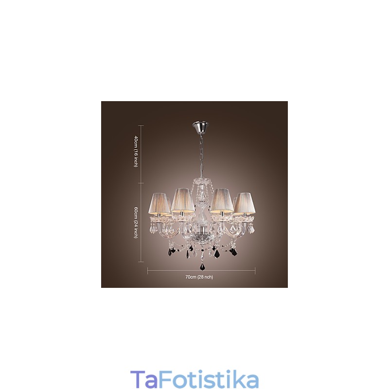 Chandelier Crystal Luxury Modern Living 8 Lights με Υφασμάτινη Απόχρωση