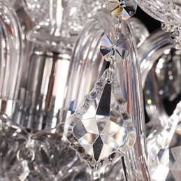 Chandelier Crystal Luxury Modern Living 8 Lights με Υφασμάτινη Απόχρωση