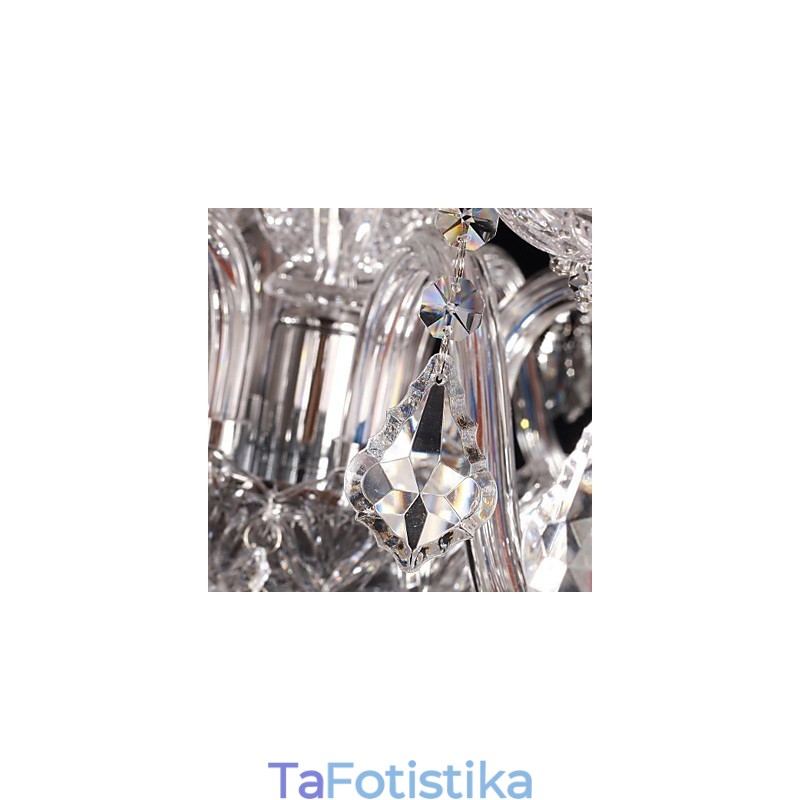 Chandelier Crystal Luxury Modern Living 8 Lights με Υφασμάτινη Απόχρωση