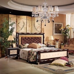 Chandelier Crystal Luxury Modern Living 8 Lights με Υφασμάτινη Απόχρωση