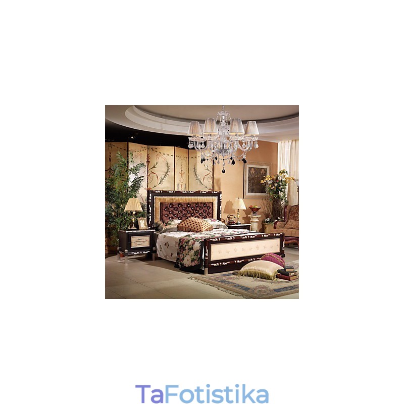 Chandelier Crystal Luxury Modern Living 8 Lights με Υφασμάτινη Απόχρωση