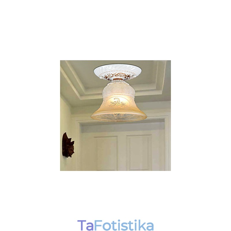 White Flush Mount Light μοτίβο Glass Shade Hand European Retro Classic