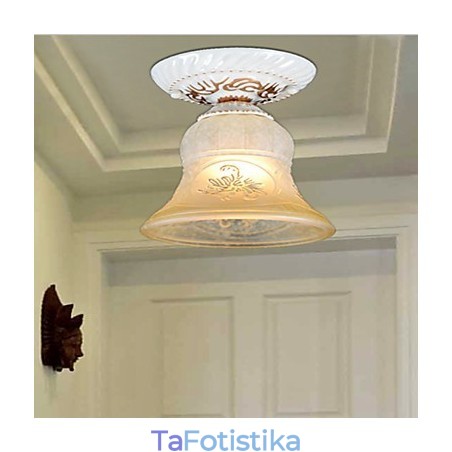 White Flush Mount Light μοτίβο Glass Shade Hand European Retro Classic White Flush Mount Light μοτίβο Glass Shade Hand European Retro Classic