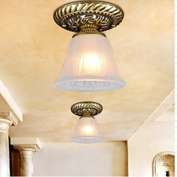 Bronze Flush Mount Light μοτίβο απόχρωση γυαλιού European Retro Classic