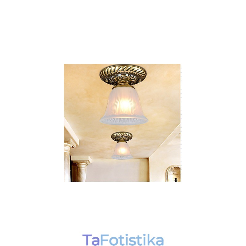 Bronze Flush Mount Light μοτίβο απόχρωση γυαλιού European Retro Classic