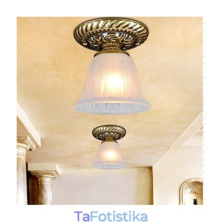 Bronze Flush Mount Light μοτίβο απόχρωση γυαλιού European Retro Classic Bronze Flush Mount Light μοτίβο απόχρωση γυαλιού European Retro Classic