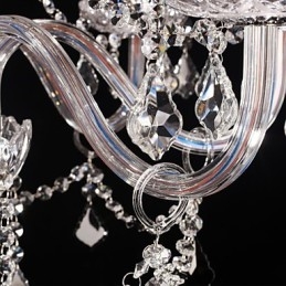 Chandelier Crystal Luxury Modern Living 8 Lights με Υφασμάτινη Απόχρωση